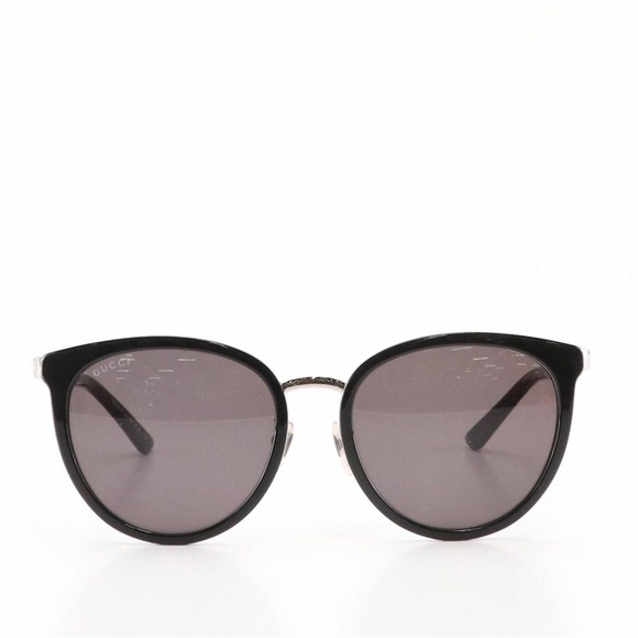 Gucci GG 0077SK 002 Black Round Web Stripe Sunglasses in Case